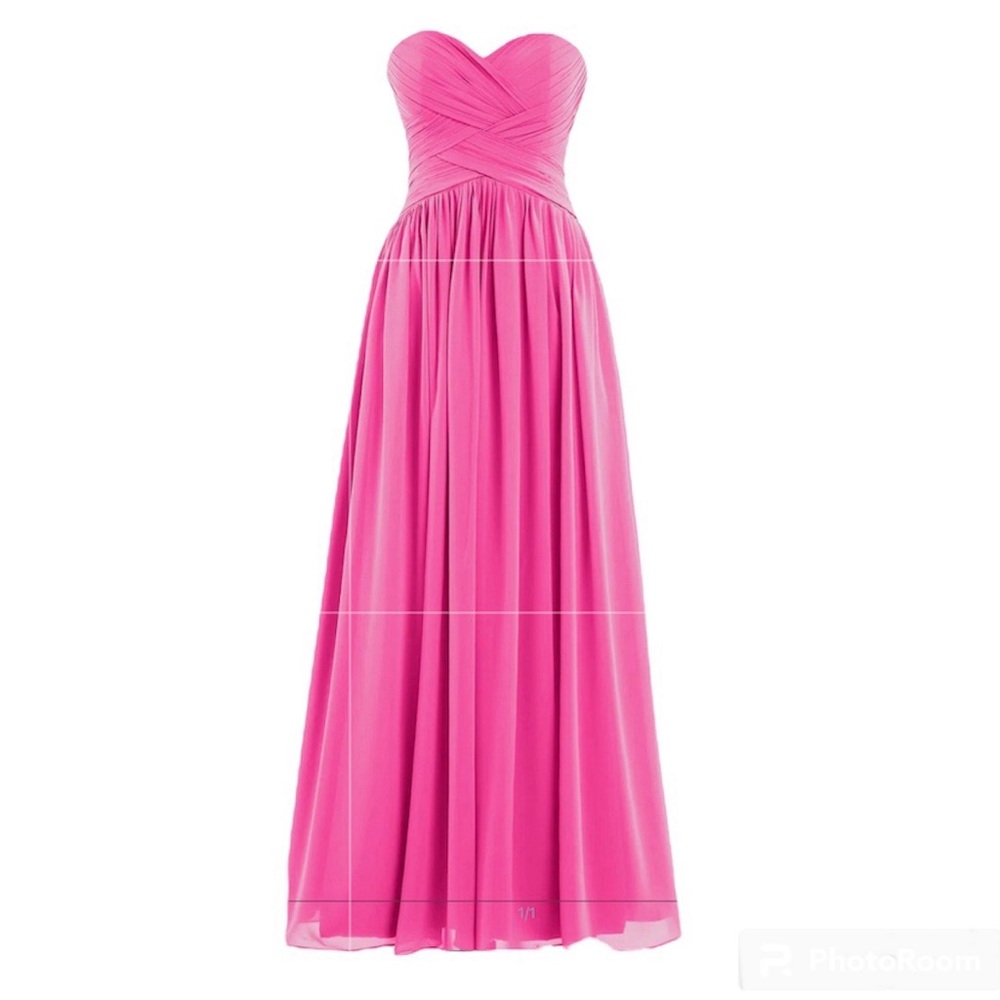 Cross Pleated Bodice  Sweetheart neck Gown in Fuchsia